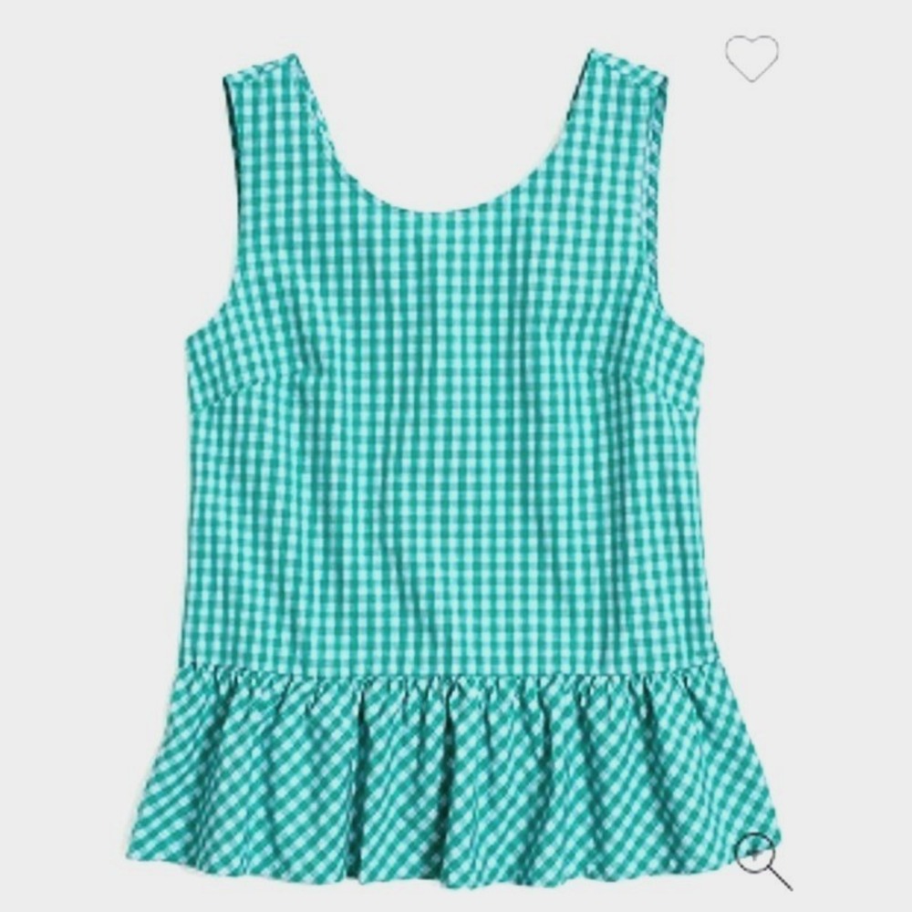 J Crew Printed Bow-Back Peplum Patina Perry Tank Top XS